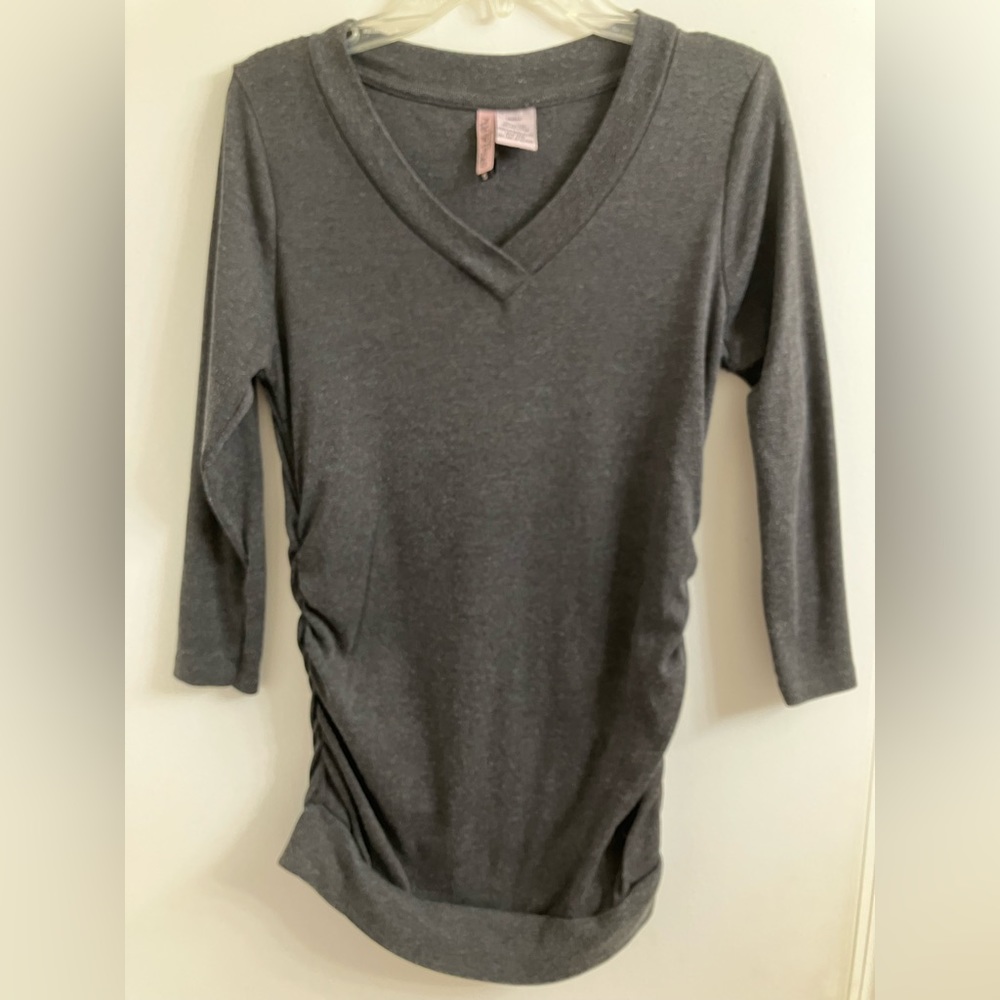 3/$18-3/4 Sleeve Gray Maternity Shirt